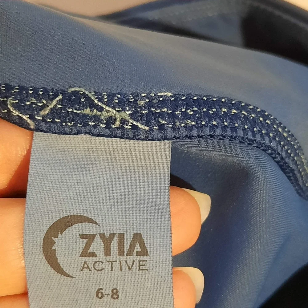 Zyia Active Leggings Womens 6-8 Blue Luxe High Rise‎ Metallic Shine Iridescent
